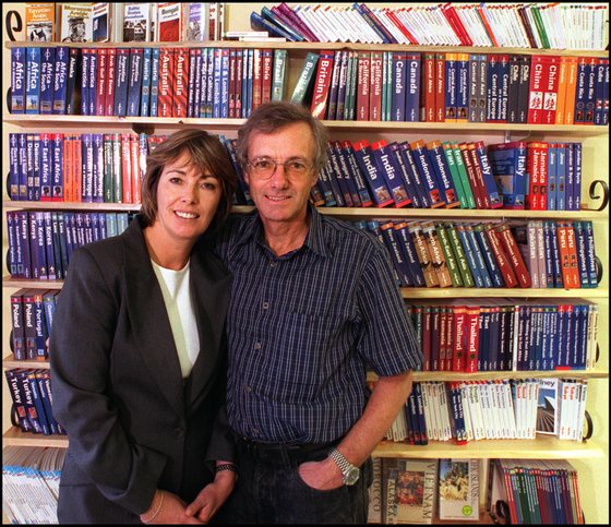 Lonely Planet Guide Books Founders, Maureen and Tony Wheeler at their office in