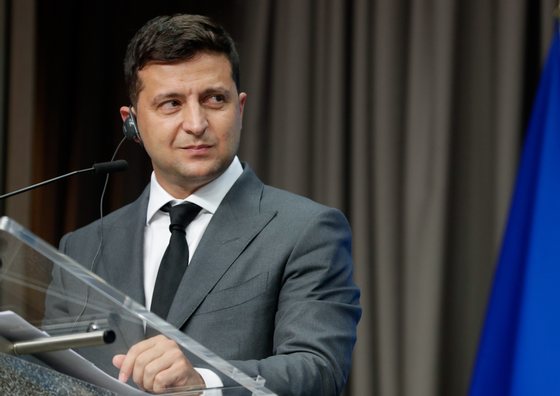 epa08809905 (FILE) Ukrainian President Volodymyr Zelensky gives a press conference at the end of an EU-Ukraine Summit at the European Council in Brussels, Belgium, 06 October 2020 (reissued 09 November 2020). According to reports on 09 November 2020, Ukraine's President Volodymyr Zelenskyannounced on his Facebook page that he has tested positive for coronavirus. EPA/STEPHANIE LECOCQ / POOL
