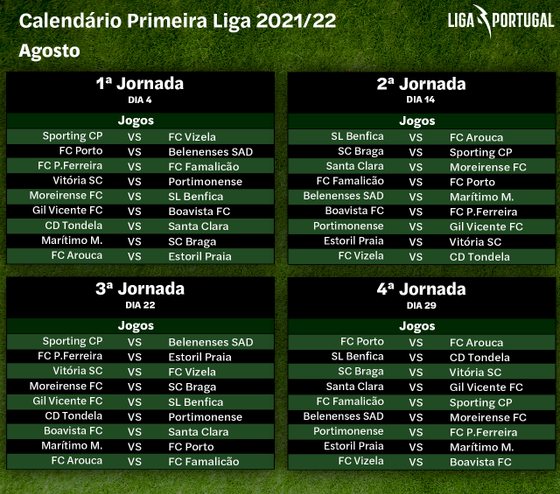 Reveladas as datas e horários da 1ª jornada da liga portuguesa de futebol -  Futebol - Correio da Manhã