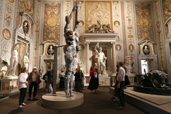 Damien Hirst Archaeology now exhibition at Villa Borghese, Rome. Sponsored by Prada.