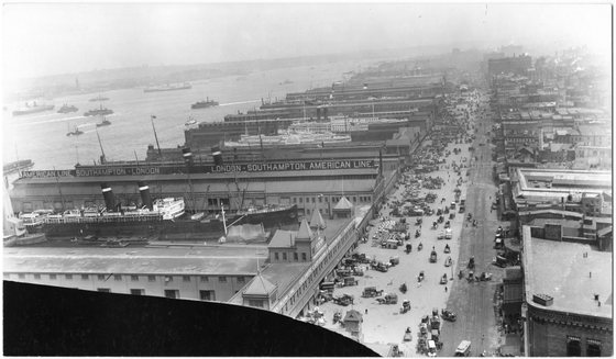 High-Angle View Of West Street & Hudson River Piers