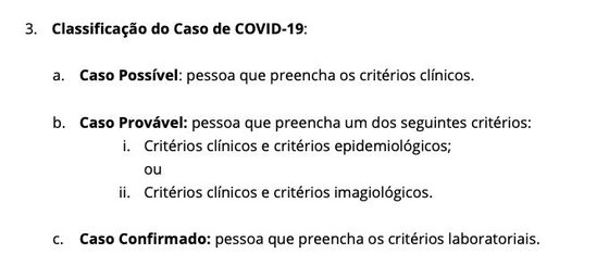 DefiniÃ§Ã£o de casos Covid-19 segundo a DGS