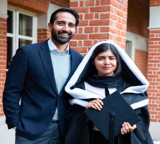 Malala Yousafzai com o seu marido