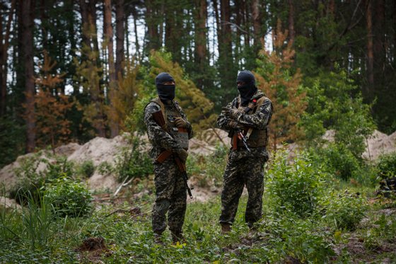 Combat Training Of Fighters Of The Bucha Territorial Defense Near Kyiv