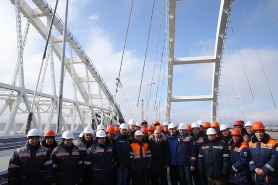 Russian President Vladimir Putin Visits The Crimean Bridge
