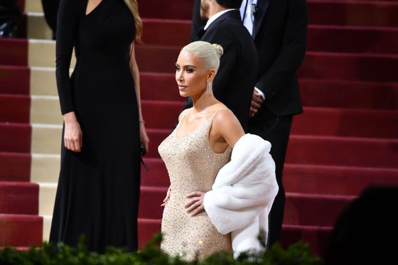 Kim Kardashian com o vestido de Marilyn Monroe no Met Gala 2022