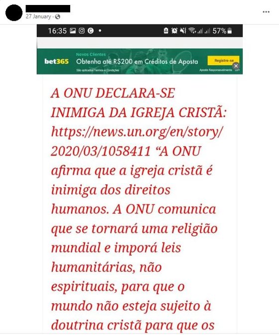 Inscrições abertas para a Conferência: ONU X Cristianismo