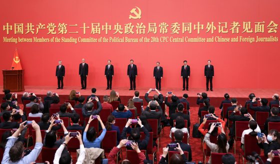 China's Standing Committee Members Of The 20th CPC Central Committee Meet With Press