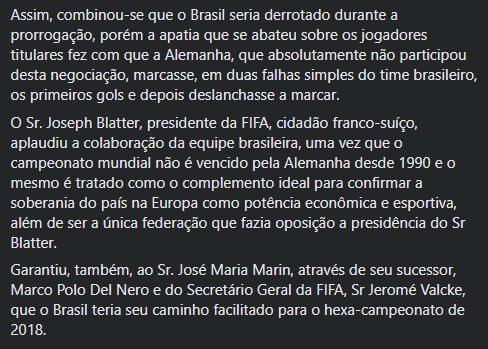 Texto Falso sobre a seleÃ§Ã£o do Brasil em 2014