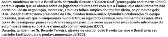 Texto Falso sobre a seleÃ§Ã£o do Brasil em 1998
