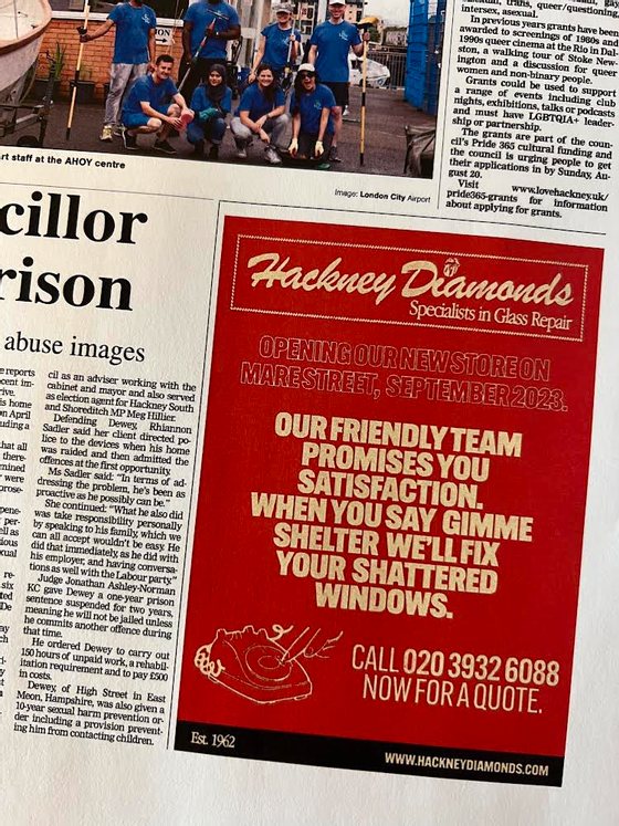 Rolling Stones Jornal local de Londres Hackney Gazette