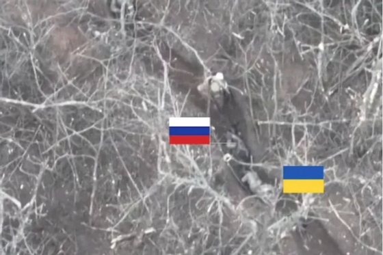 Captura de ecrÃ£ do vÃ­deo divulgado pelo exÃ©rcito ucraniano, filmado por um drone