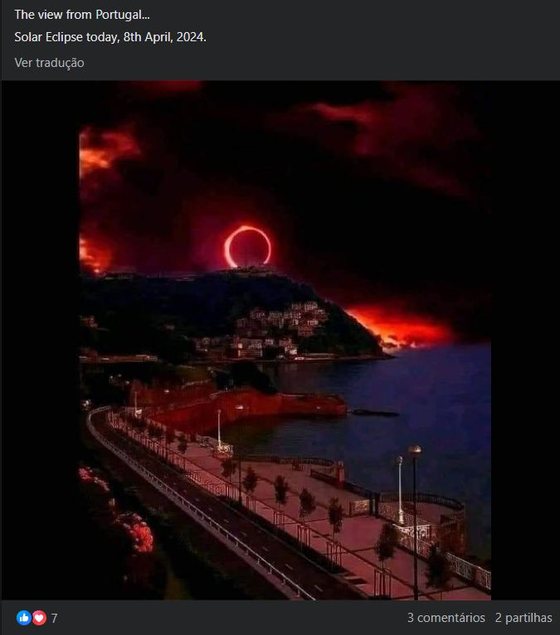 PublicaÃ§Ã£o no Facebook sobre Eclipse