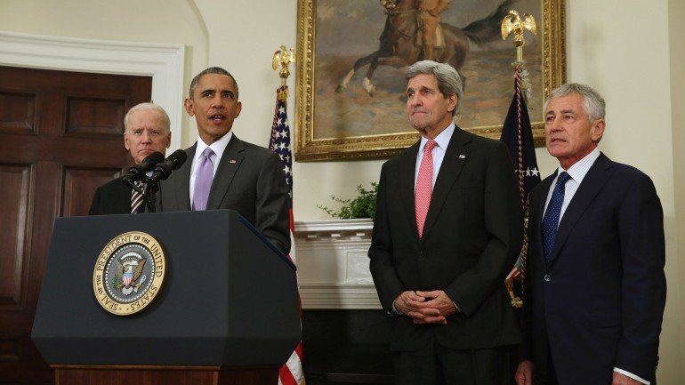 Estavam presentes no anúncio o vice-presidente Joe Biden, o secretário de Estado John Kerry e o secretário de Defesa Chuck Hagel.