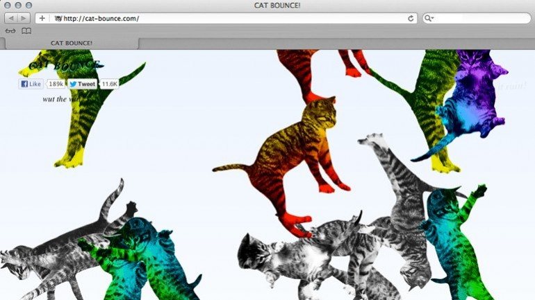 O site Cat Bounce faz gatos saltarem pelo ecrã. Por nenhum motivo em especial.