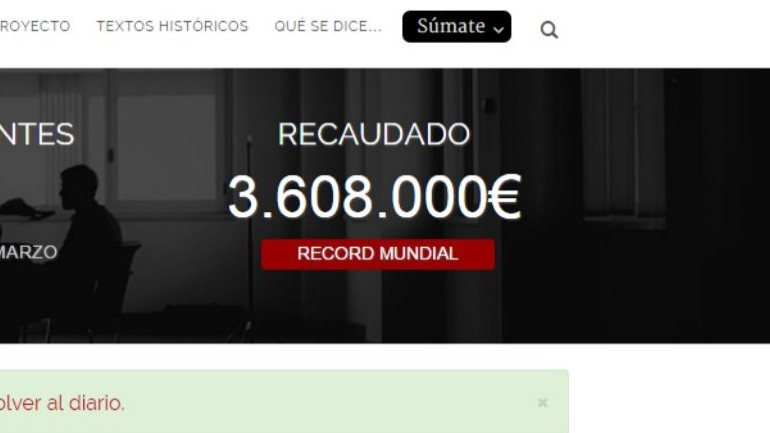 O montante angariado pelo 'El Español' bateu o recorde mundial de crowdfunding para projetos jornalísticos