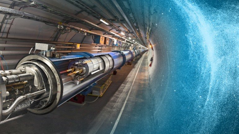 Ilustração tridimensional de uma porção do túnel do acelerador de partículas