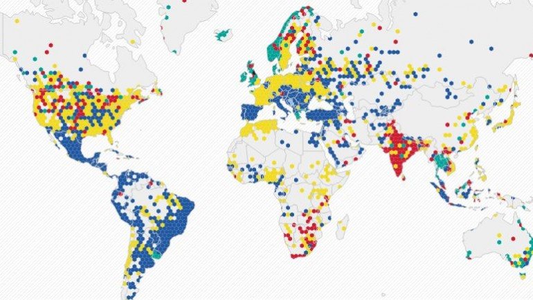 A versão interativa do mapa permite ampliar cada país e observar as informações com mais detalhe