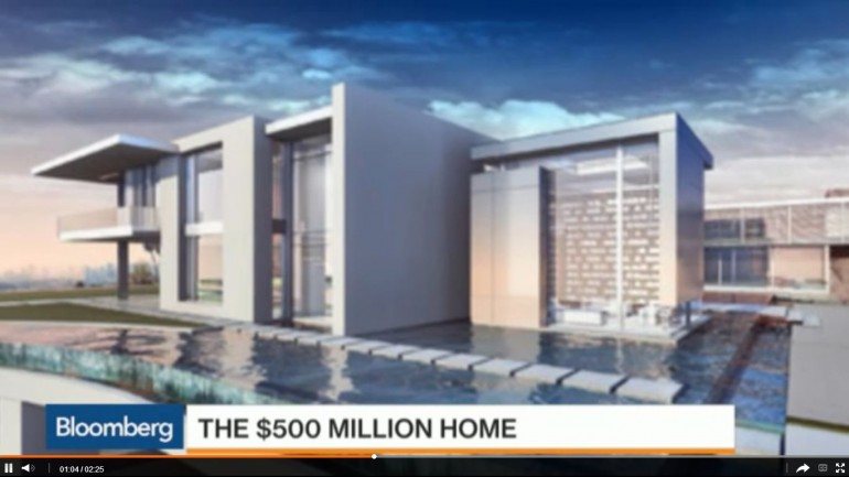 Captura de ecrã do vídeo da Bloomberg com imagens do projeto da casa