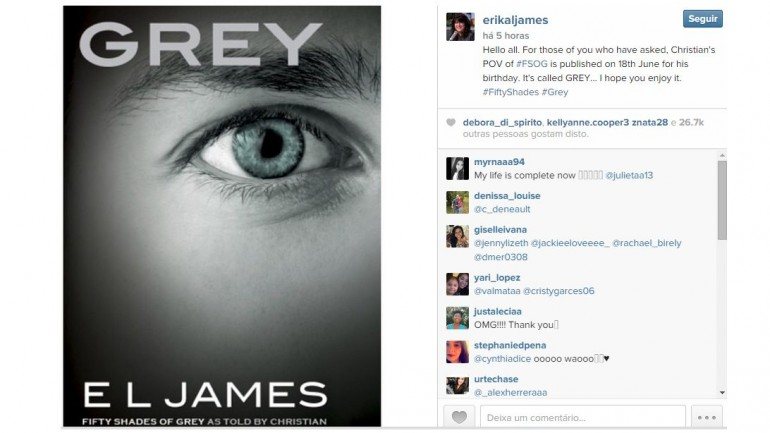 O lançamento oficial do livro &quot;Grey&quot; está previsto para dia 18 de junho, aniversário de Christian Grey, protagonista do livro