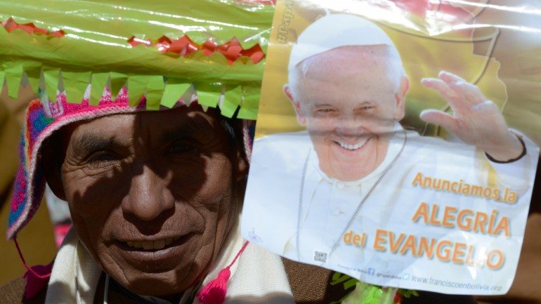 Em La Paz, para saudar o Papa Francisco