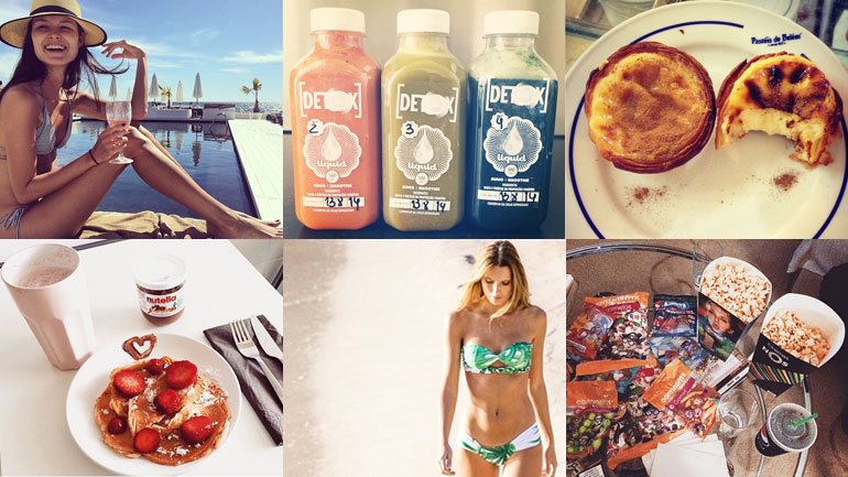 É no Instagram que os modelos portugueses do momento partilham fotos das suas refeições: das mais saudáveis às mais calóricas.