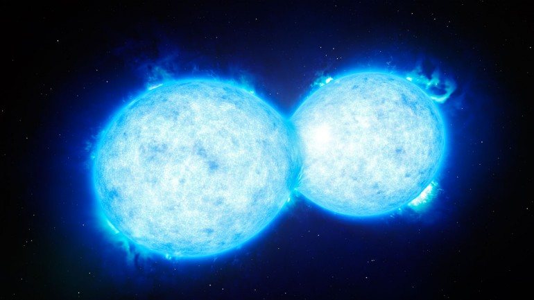 As estrelas do sistema VFTS 352 estão tão próximas que trocam material (ilustração)