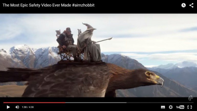 A Air New Zealand inspirou-se no filme &quot;O Hobbit: Uma Viagem Inesperada&quot; para o seu vídeo de segurança aérea