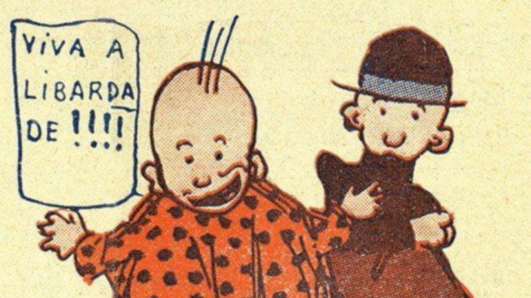 As personagens, Quim e Manecas, criadas por Stuart Carvalhais em 1915.
