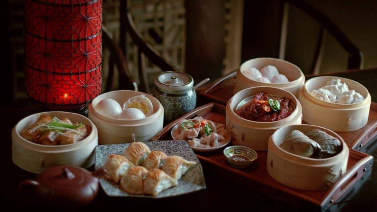 Uma seleção de dim sum do restaurante Dinastia Tang, perto do Poço do Bispo.