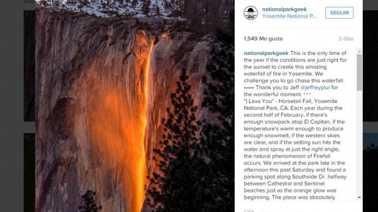 O fenómeno acontece todos os anos no Parque Nacional Yosemite
