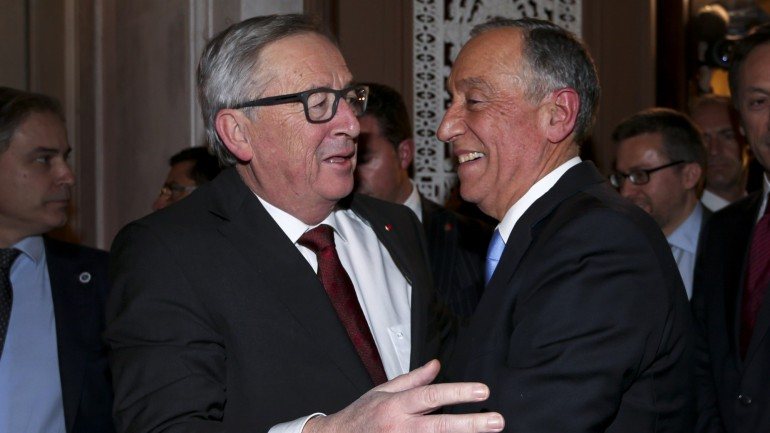 Marcelo Rebelo de Sousa com Jean Claude Juncker, presidente da Comissão Europeia-
