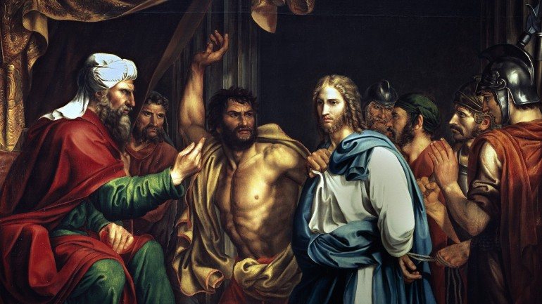 Jesus perante os líderes judeus, numa pintura de Madrazo (1803)