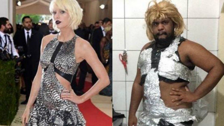 O blogger brasileiro João Paulo recriou vários vestidos em casa e os seus &quot;memes&quot; foram dos mais partilhados no Instagram durante a madrugada de terça-feira.