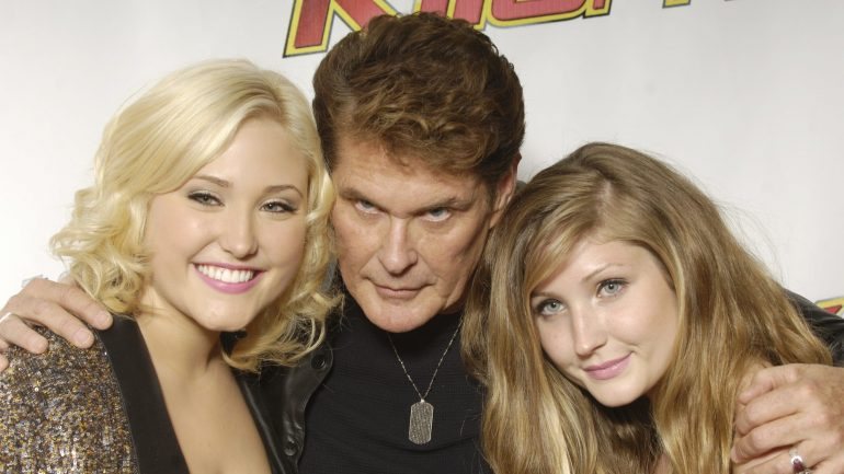 David Hasselhoff com as suas duas filhas