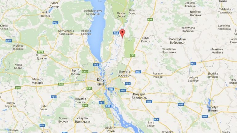 Litochky (assinalado a vermelho) fica a norte da capital ucraniana, Kiev