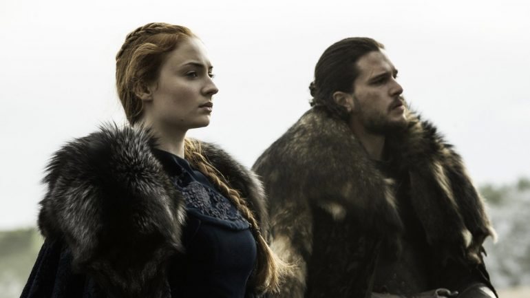 Sansa Stark e Jon Snow durante o nono episódio da temporada