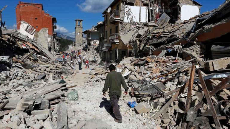 A vila de Amatrice, Itália, depois do sismo de 24 de agosto