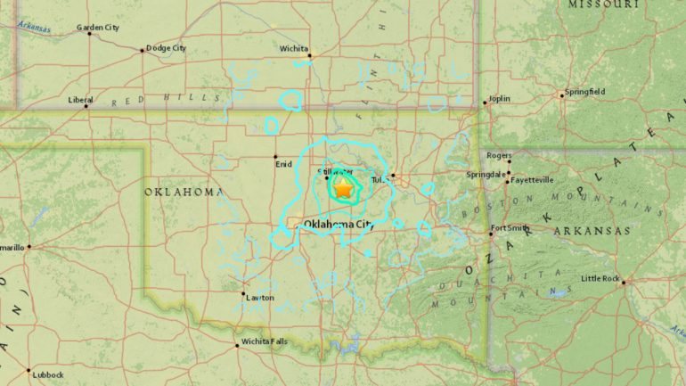 O sismo ocorreu por volta das 19h44, com epicentro a um quilómetro de Cushing, a cerca de 50 quilómetros a nordeste de Oklahoma