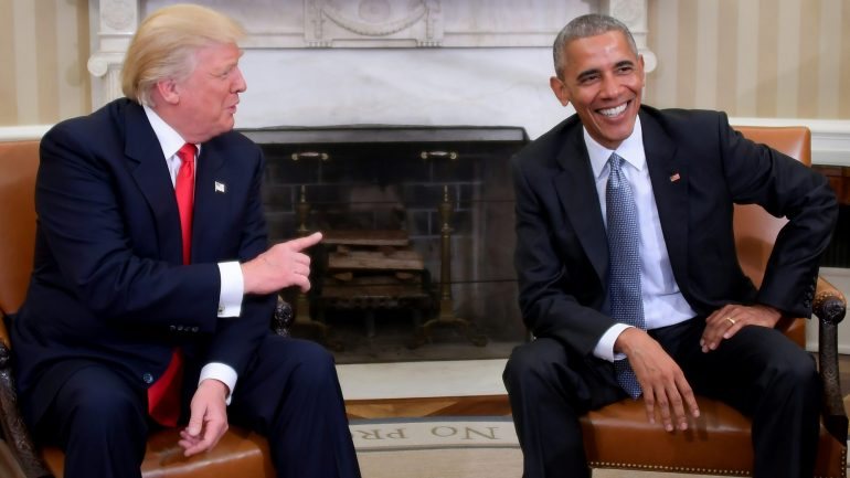 &quot;[Obama] é um grande homem&quot;, disse Trump no final do encontro com o ainda Presidente dos Estados Unidos