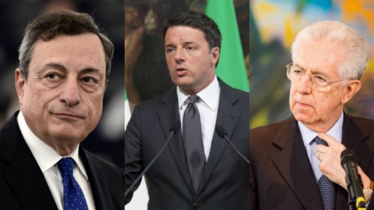 Mario Draghi, Matteo Renzi e Mario Monti, personalidades italianas, foram alvo de ciberataques