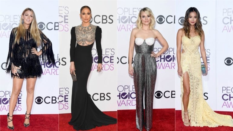 Blake Lively, Jennifer Lopez, Kristen Bell e Jamie Chung marcaram presença na passadeira nublada dos People's Choice Awards.