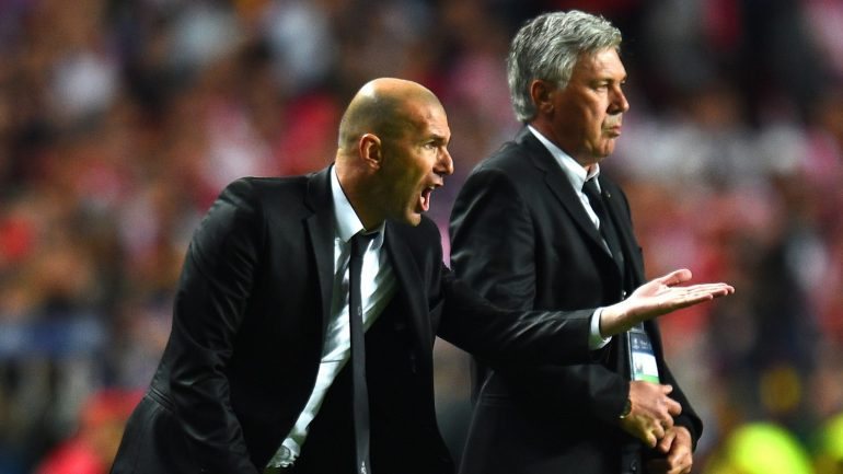 Zidane venceu como adjunto de Ancelotti a Liga dos Campeões de 2014, em pleno estádio da Luz, com o Atl. Madrid