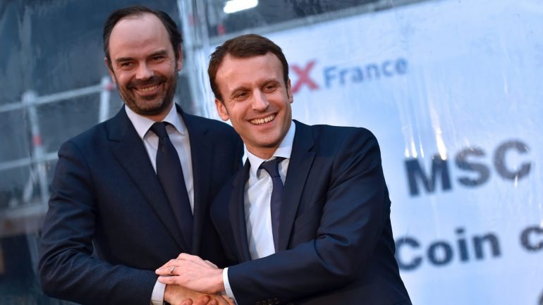 Edouard Philippe (à esquerda) foi anunciado primeiro-ministro do governo de Macron no início desta semana.