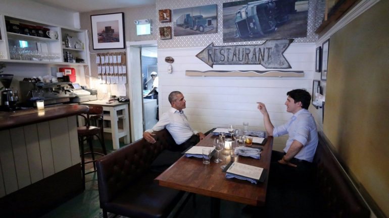 Os dois jantaram no restaurante Liverpool House (um dos favoritos de Trudeau), no bairro de St. Henri