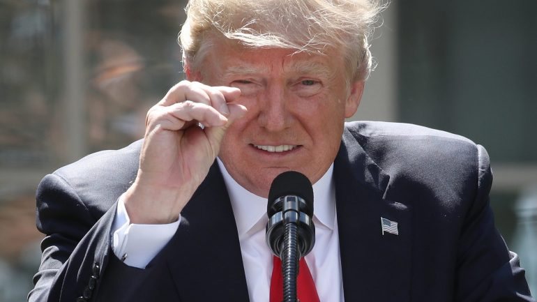 Donald Trump, a 1 de junho de 2017, quando anunciou a retirada dos EUA do Acordo de Paris para o Clima