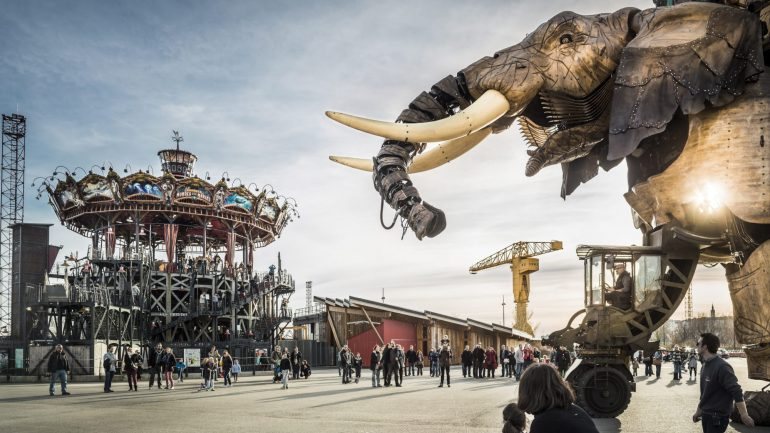 O elefante mecânico, uma das criatura do projeto “Machines de l’île”, tem apenas 10 anos e já é o símbolo da cidade.