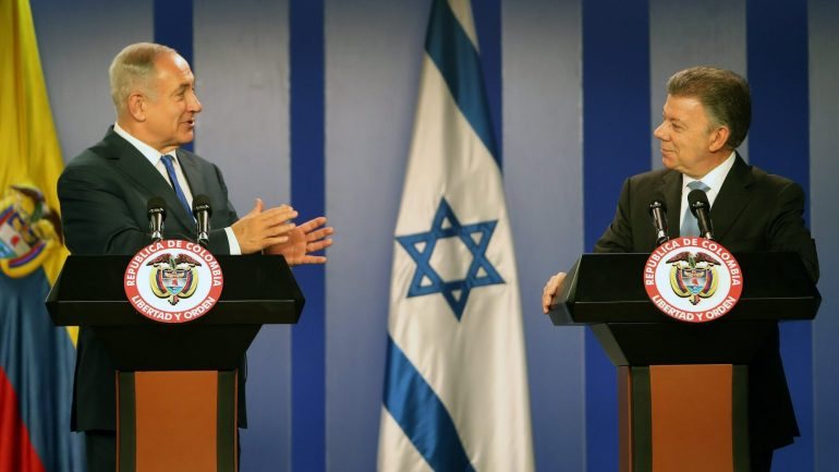 Benjamin Netanyahu e Juan Manuel Santos, presidente colombiano