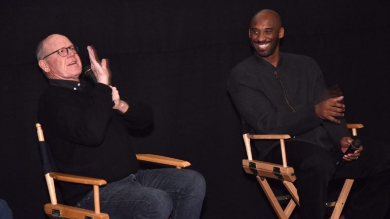 Kobe Bryant com Glen Keane, a dupla nomeada com &quot;Dear Basketball&quot; para melhor curta-metragem de animação