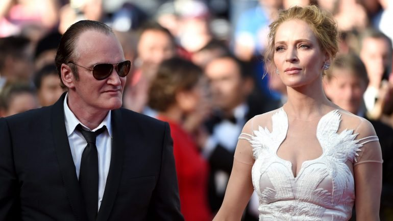 Quentin Tarantino e Uma Thurman em 2014, no festival Cannes